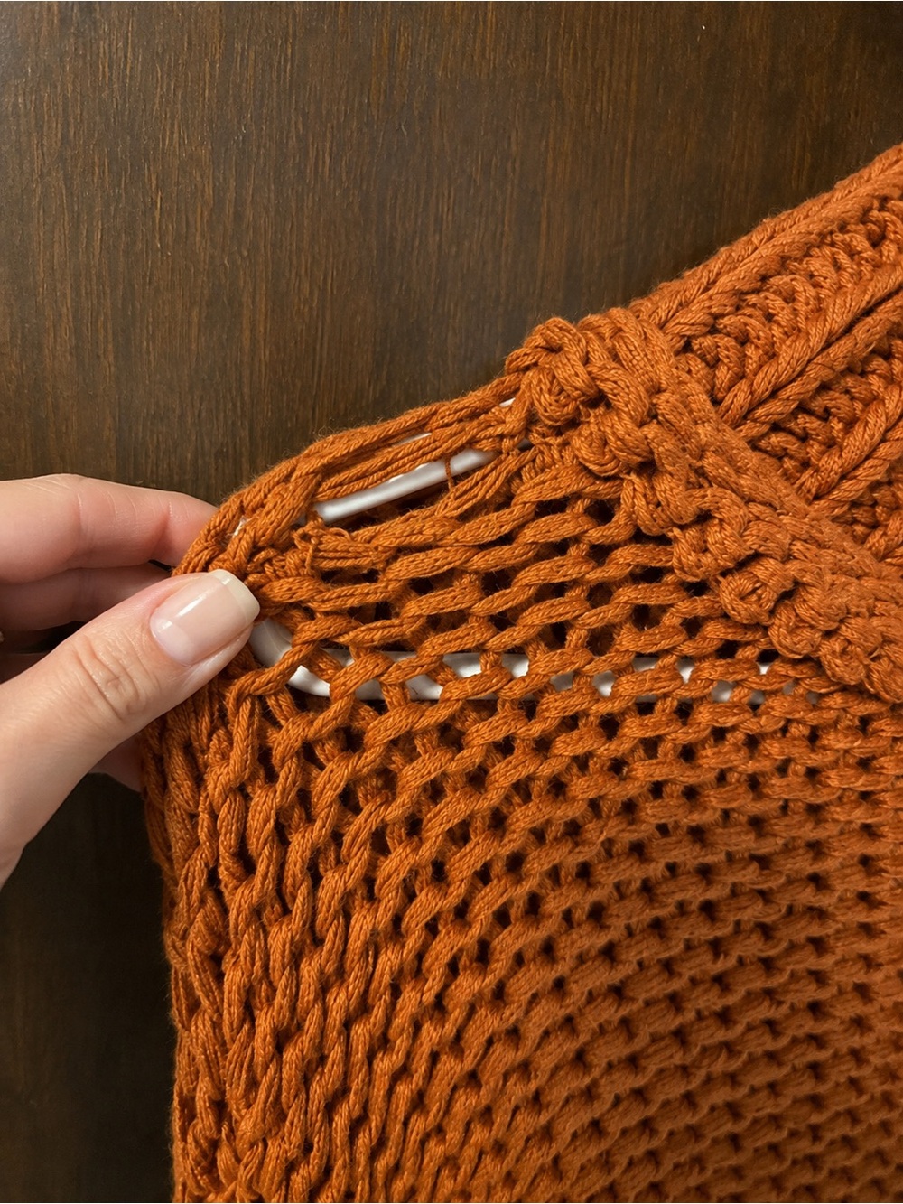 Free People Chunky Knit Mock Neck Sweater XS Rust Orange Oversized - Picture 4 of 4